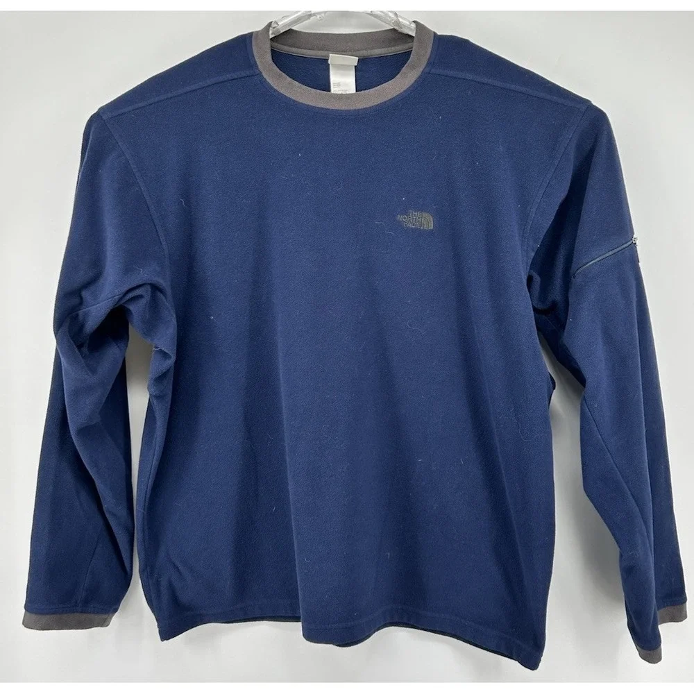 The North Face Fleece Polyester Pullover Sweatshirt Blue Men's Size Large